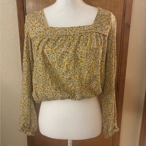 Blue Rain Mustard Floral Blouse